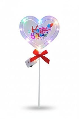 İTHAL IŞIKLI PASTA YAZISI KALP HAPPY BİRHDAY