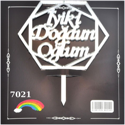 JİLETİN İYİ Kİ DOĞDUN OĞLUM GÜMÜŞ KARE PASTA ÜSTÜ