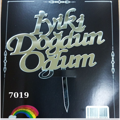 JİLETİN İYİ Kİ DOĞDUN OĞLUM GÜMÜŞ PASTA ÜSTÜ