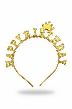 İTHAL TAŞLI MİKA TAÇ HAPPY BİRTHDAY GOLD