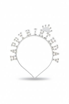 İTHAL TAŞLI MİKA TAÇ HAPPY BİRTHDAY GÜMÜŞ