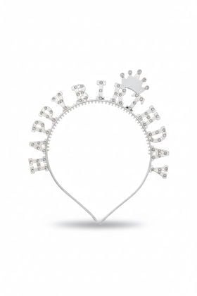 İTHAL TAŞLI MİKA TAÇ HAPPY BİRTHDAY GÜMÜŞ