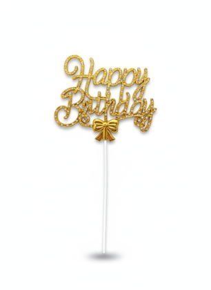 İTHAL TAŞLI PASTA YAZISI HAPPY BİRTHDAY GOLD 1 AD