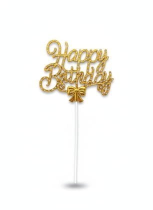 İTHAL TAŞLI PASTA YAZISI HAPPY BİRTHDAY GOLD 1 AD