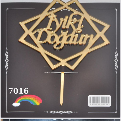 JİLETİN KARE İYİKİ DOGDUN GOLD PASTA ÜSTÜ