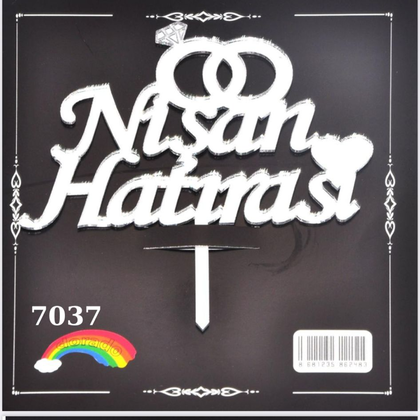 JİLETİN NİŞAN HATIRASI GÜMÜŞ PASTA ÜSTÜ