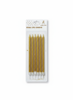 15 CM SİMLİ MUM GOLD 6'LI