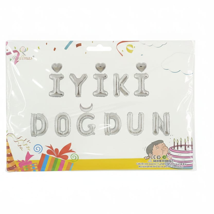 16 İNÇ İYİKİ DOĞDUN SET FOLYO GÜMÜŞ