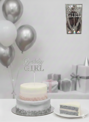ÇUBUKLU PASTA YAZISI BİRTHDAY GİRL GÜMÜŞ 10'LU