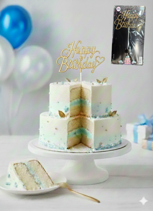 ÇUBUKLU PASTA YAZISI HAPPY GOLD 10'LU