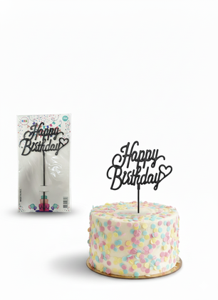 ÇUBUKLU PASTA YAZISI HAPPY SİYAH 10'LU