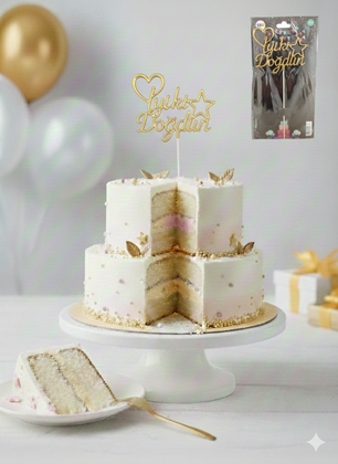 ÇUBUKLU PASTA YAZISI İYİKİ DOĞDUN GOLD 10'LU