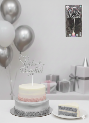 ÇUBUKLU PASTA YAZISI İYİKİ DOĞDUN GÜMÜŞ 10'LU