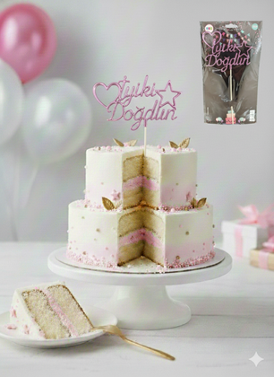 ÇUBUKLU PASTA YAZISI İYİKİ DOĞDUN PEMBE 10'LU