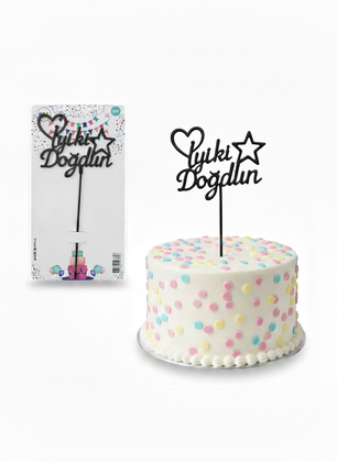 ÇUBUKLU PASTA YAZISI İYİKİ DOĞDUN SİYAH 10'LU