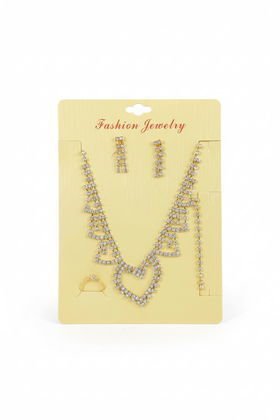 İTHAL BRİDE METAL KOLYE KÜPE BİLEKLİK YÜZÜK SET GOLD