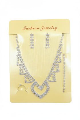 İTHAL BRİDE METAL KOLYE KÜPE BİLEKLİK YÜZÜK SET GÜMÜŞ