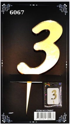 JİLETİN PLEKSİ RAKAM PASTA ÜSTÜ 3 GOLD