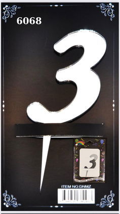 JİLETİN PLEKSİ RAKAM PASTA ÜSTÜ 3 GÜMÜŞ