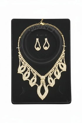 İTHAL BRİDE METAL KOLYE KÜPE SET GOLD MODEL 3