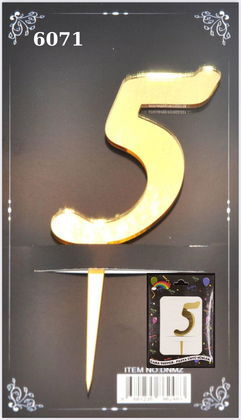 JİLETİN PLEKSİ RAKAM PASTA ÜSTÜ 5 GOLD