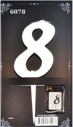 JİLETİN PLEKSİ RAKAM PASTA ÜSTÜ 8 GÜMÜŞ