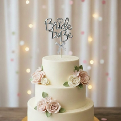 İTHAL ÇUBUKLU PASTA YAZISI BRİDE GÜMÜŞ 12 Lİ