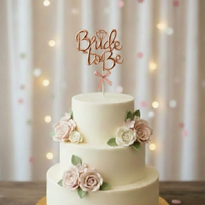 İTHAL ÇUBUKLU PASTA YAZISI BRİDE ROSE GOLD 12 Lİ