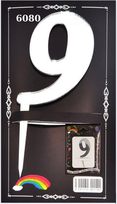 JİLETİN PLEKSİ RAKAM PASTA ÜSTÜ 9 GÜMÜŞ