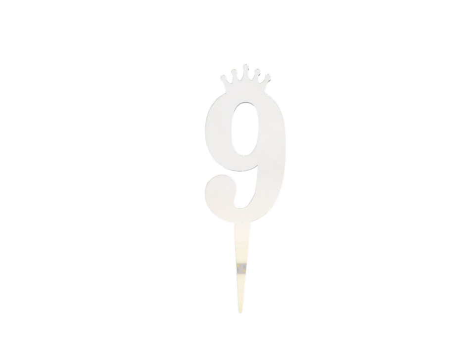 JİLETİN PLEKSİ RAKAM PASTA ÜSTÜ 9 GÜMÜŞ