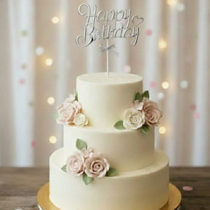 İTHAL ÇUBUKLU PASTA YAZISI HAPPY GÜMÜŞ 12 Lİ