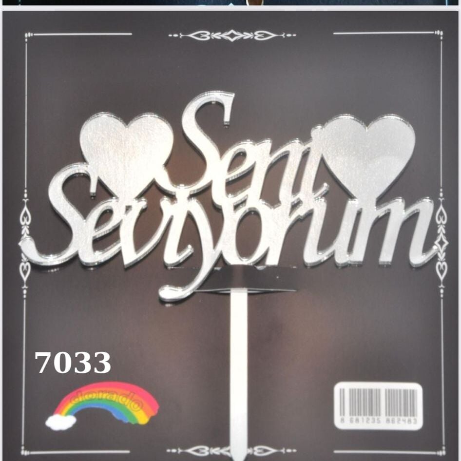 JİLETİN SENİ SEVİYORUM GÜMÜŞ PASTA ÜSTÜ