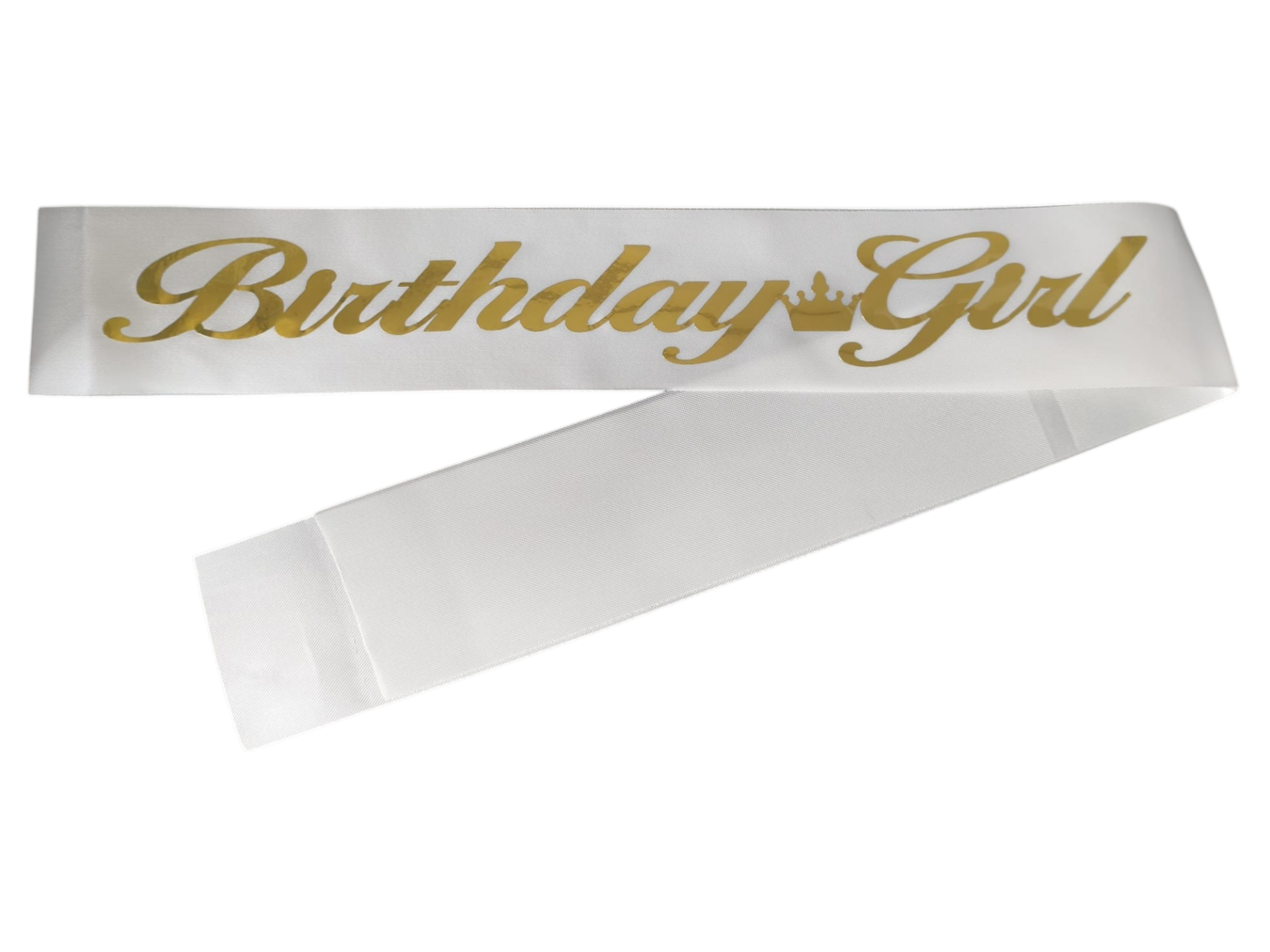 KUMAŞ KUŞAK BEYAZ BİRTHDAY GİRL GOLD