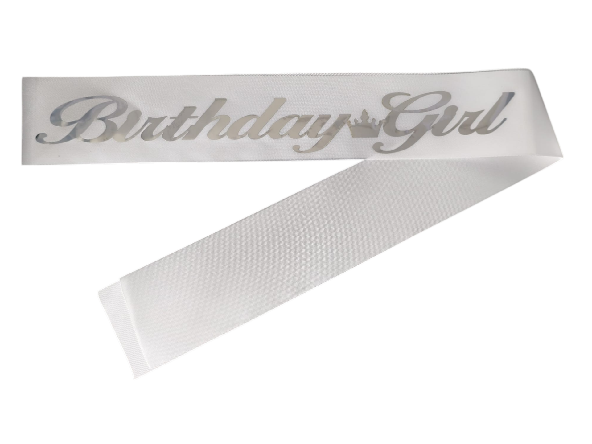 KUMAŞ KUŞAK BEYAZ BİRTHDAY GİRL GÜMÜŞ