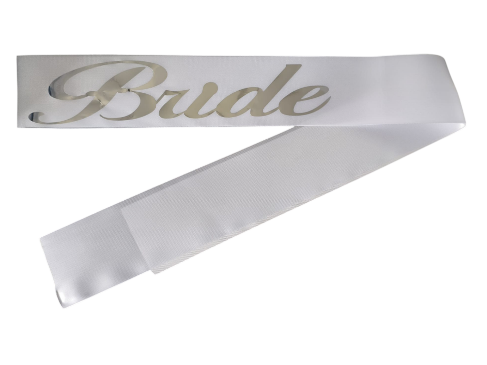 KUMAŞ KUŞAK BRİDE BEYAZA GÜMÜŞ