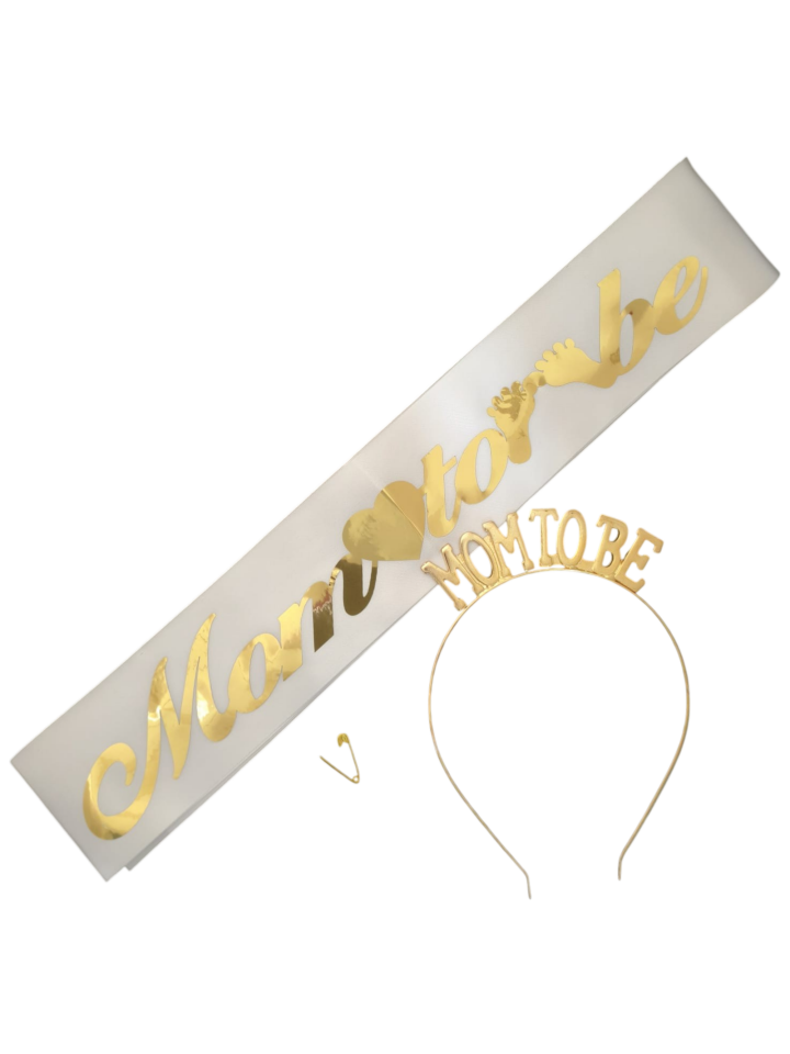 METAL TAÇ KUŞAK SET MOM TOBE BEYAZ GOLD