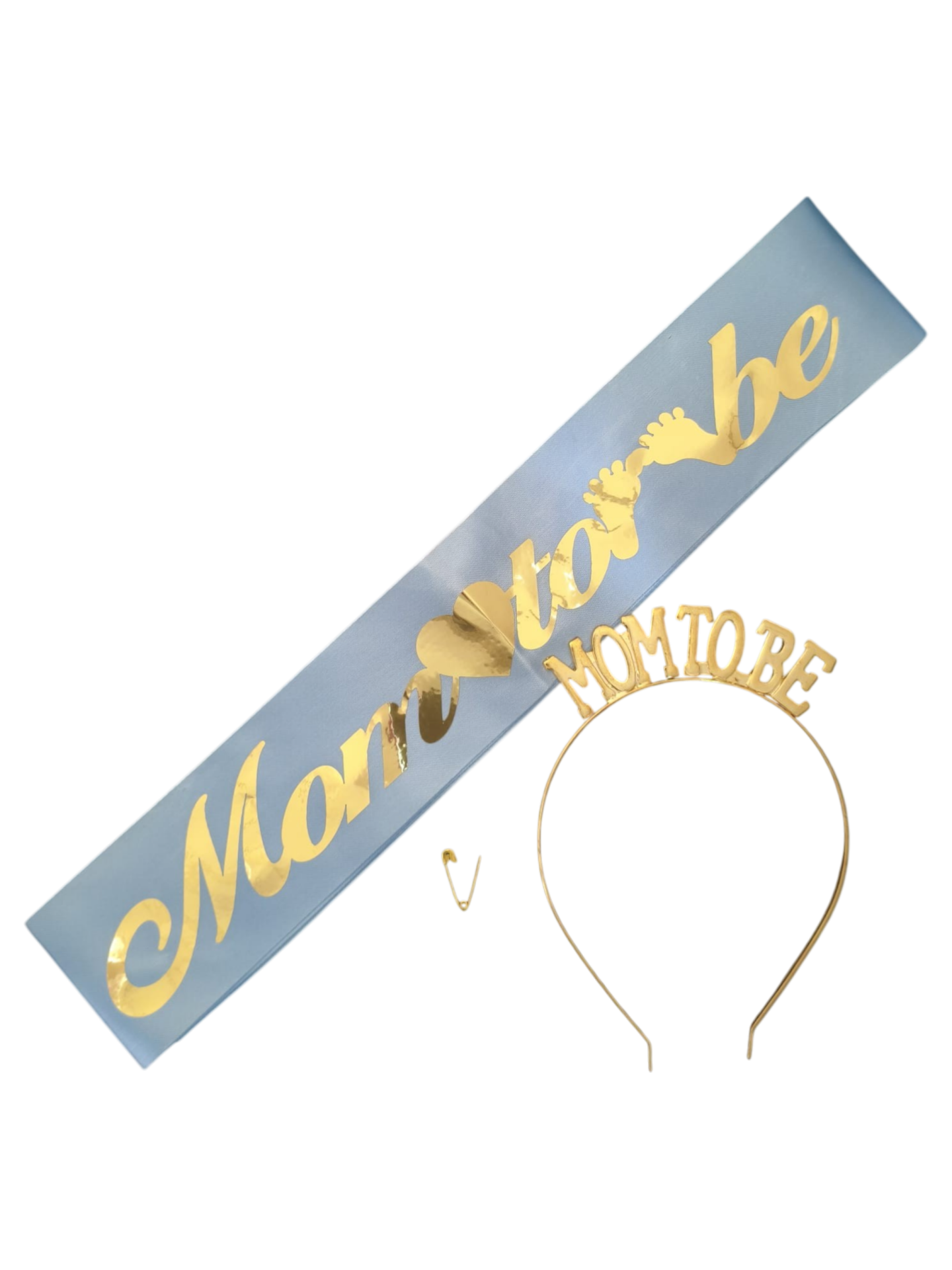 METAL TAÇ KUŞAK SET MOM TOBE MAVİ GOLD