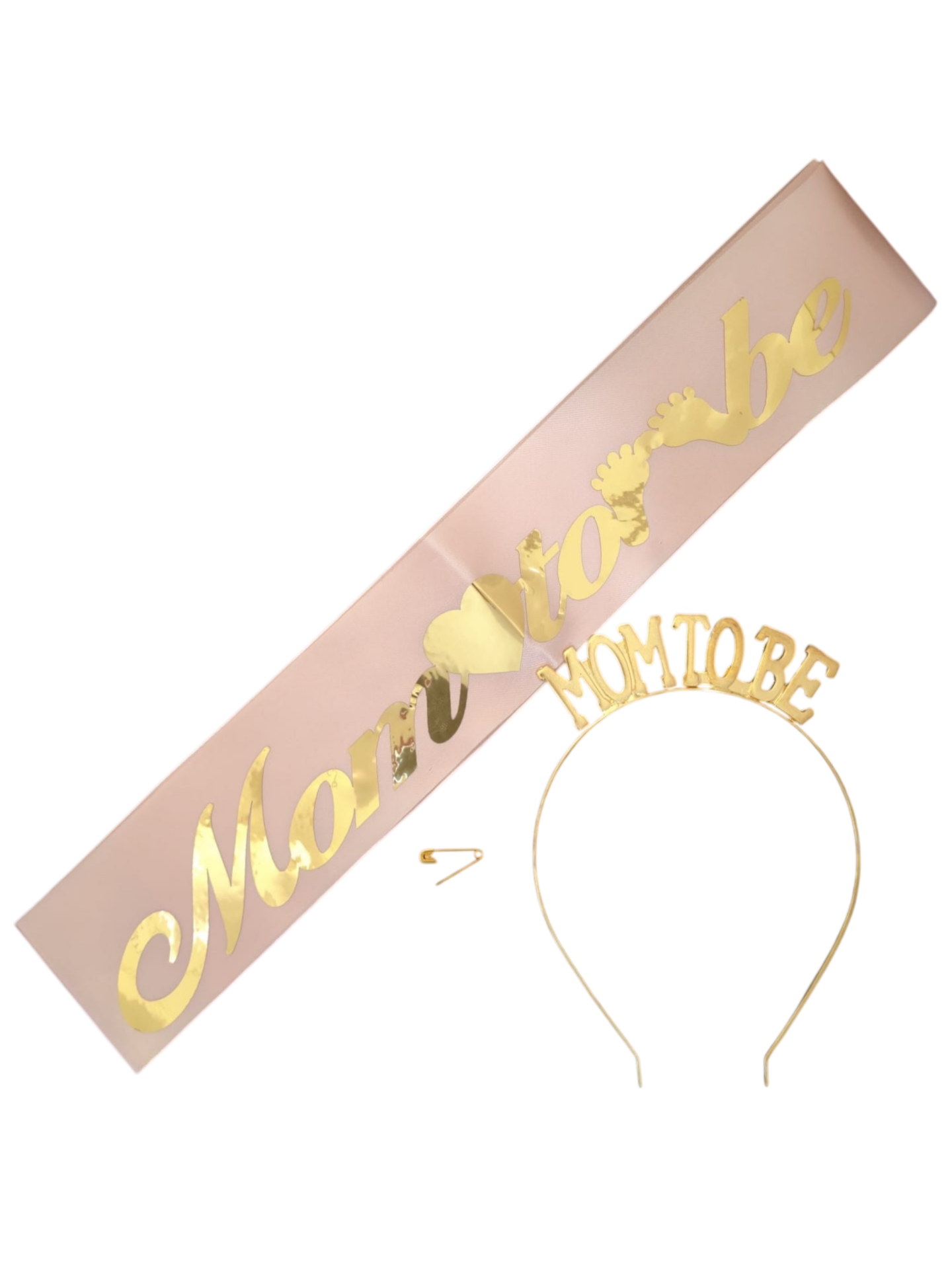 METAL TAÇ KUŞAK SET MOM TOBE PEMBE GOLD