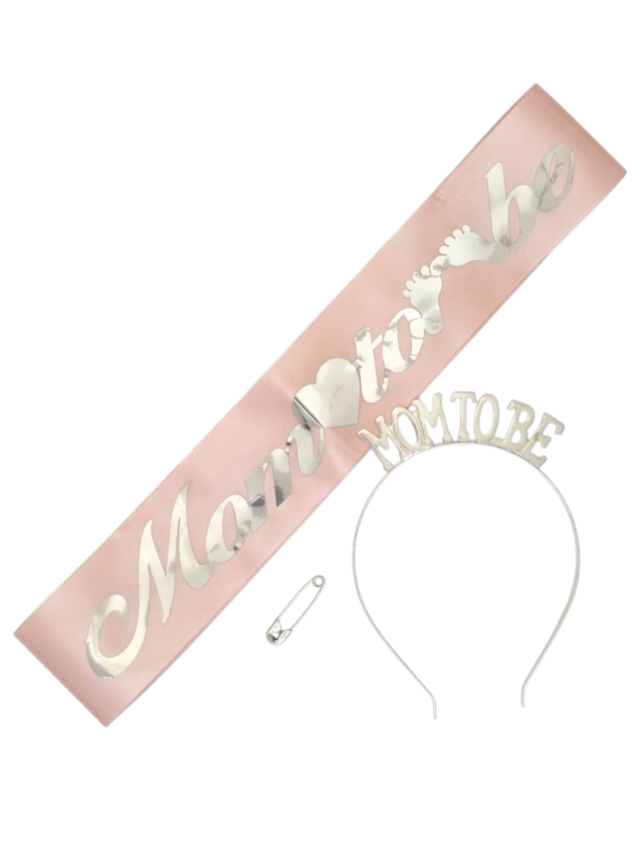 METAL TAÇ KUŞAK SET MOM TOBE PEMBE GÜMÜŞ