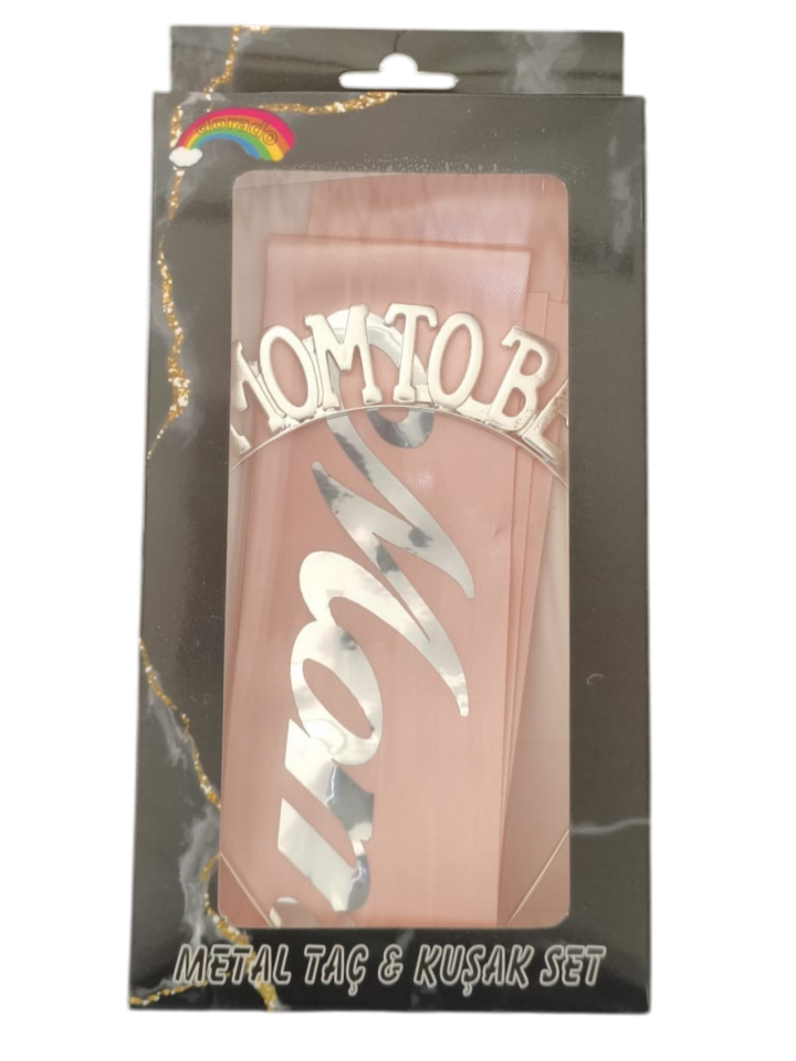 METAL TAÇ KUŞAK SET MOM TOBE PEMBE GÜMÜŞ