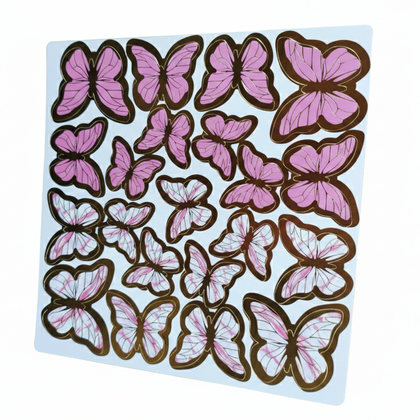 STİCER PASTA ÜSTÜ KELEBEK  6AD PEMBE