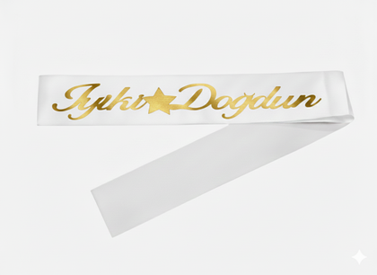 KUMAŞ KUŞAK İYİKİ DOĞDUN BEYAZ GOLD