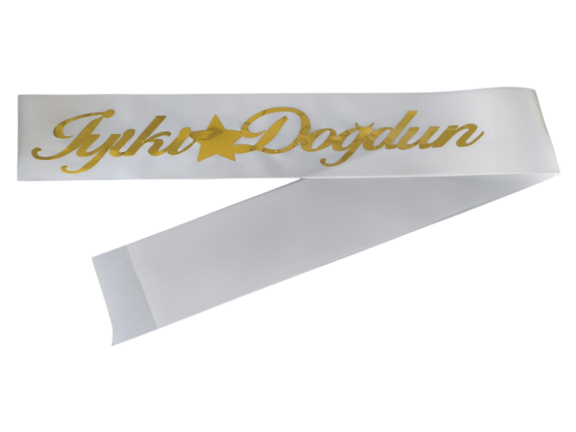 KUMAŞ KUŞAK İYİKİ DOĞDUN BEYAZ GOLD