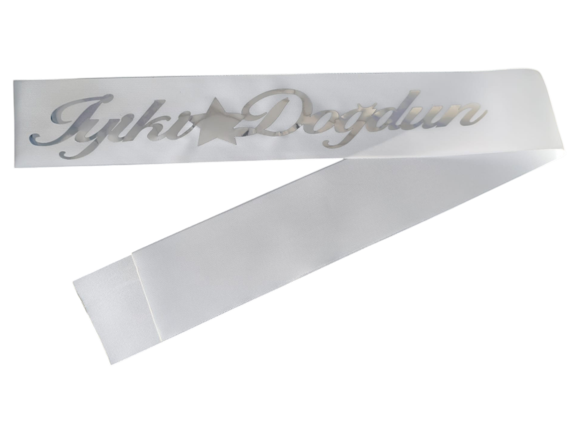 KUMAŞ KUŞAK İYİKİ DOĞDUN BEYAZ GÜMÜŞ