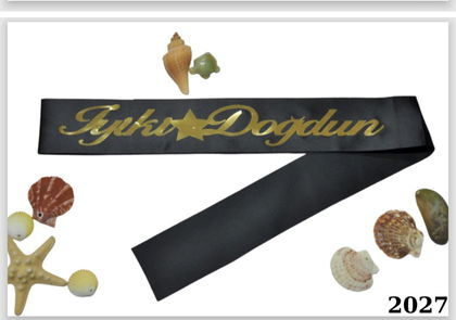 KUMAŞ KUŞAK İYİKİ DOĞDUN SİYAH  GOLD