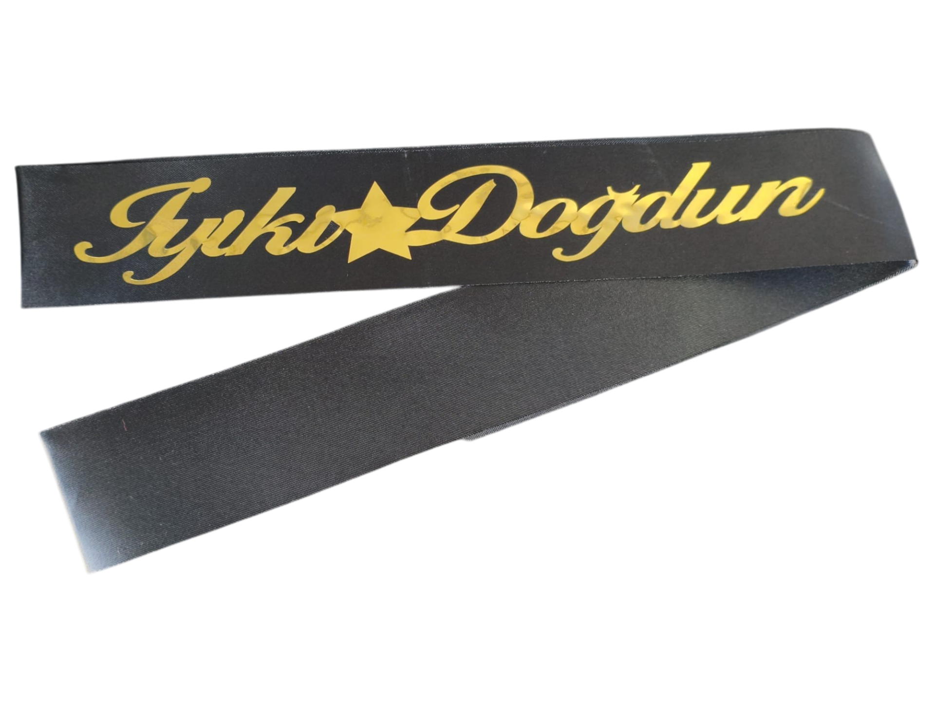 KUMAŞ KUŞAK İYİKİ DOĞDUN SİYAH  GOLD