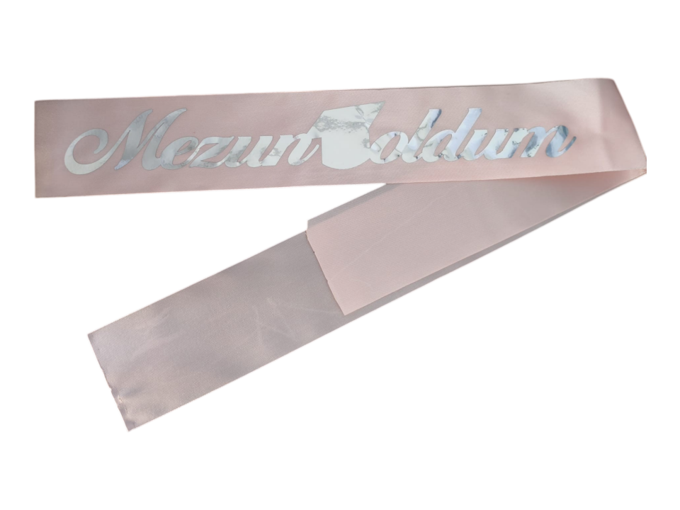 KUMAŞ KUŞAK MEZUN OLDUM PEMBE GÜMÜŞ