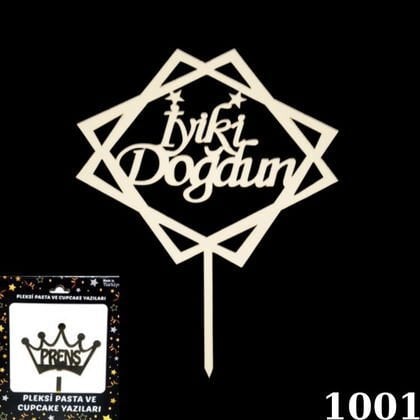 KUTULU PASTA YAZISI KARE İYİKİ DOGDUN GOLD