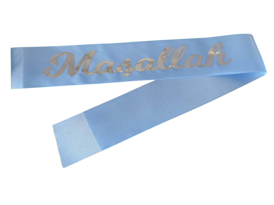 MAŞALLAH KUMAŞ KUŞAK MAVİ GÜMÜŞ