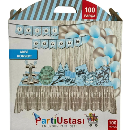 MAVİ KONSEPT İYİ Kİ DOĞDUN 100 PARÇA FULL SET